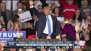 Donald Trump holding rally in Tampa on Wednesday