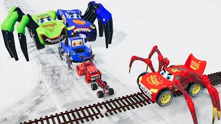 Big & Small Freak Pixar Cars Lightning McQueen Spider Eater VS Tow Mater Thomas Beamng Drive #12