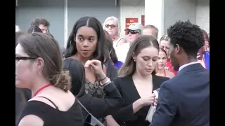 Laura Harrier & Alycia Debnam-Carey at the Avengers: Infinity War premiere in Hollywood