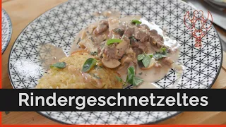 Rindergeschnetzeltes mit Kartoffelrösti / Schnelle Küche / Essen fertig in 10 Minuten #1