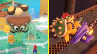 What happens if enemies are upside-down in Super Mario 3D World + Bowser's Fury?