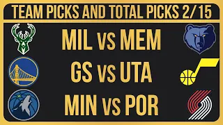 FREE NBA Picks Today 2/15/24 NBA Picks and Predictions