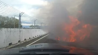 Scary car fire during family track cruise session.
