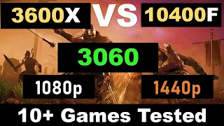 Ryzen 3600x vs Intel 10400F Benchmark in 1080p & 1440p