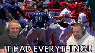 British Guys Watch Insane Bench Clearing Brawl - Seattle Mariners vs LA Angels! (JOMBOY REACTION)