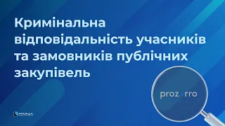 Кримінальна відповідальність учасників та замовників публічних закупівель.