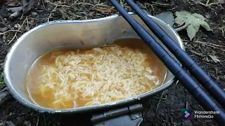 Lunch in the wood s with the polish mess kit and trying out a new camping stool.