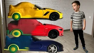 Magic cars made of clay. Video for kids.