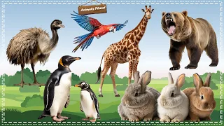Animal Sounds and Funny Animal Videos: Ostrich, Parrot, Giraffe, Bear, Penguin, Rabbit