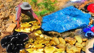 Top video finding gold!Huge gold mining in the rocky outcrops - their cost is millions!