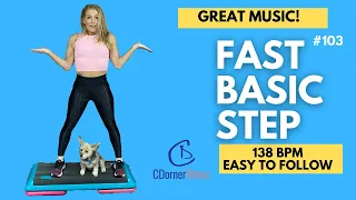 Fast Basic Step Aerobics workout | Fun at home easy to follow cardio [ 138 bpm ] #103