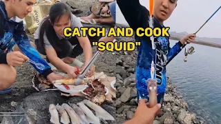 Camping and fishing, How to catch squid.