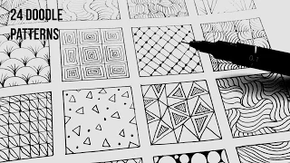 24 Easy Doodle Patterns Part 1 | Speed-Up ART • Zentangle