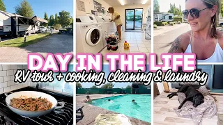 DAY IN THE LIFE // Full-Time RV Family // Rv Tour, Cooking, Cleaning & Laundry