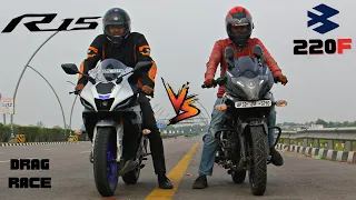 Pulsar 220F (Legend) vs Yamaha R15m Drag Race