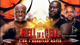 Hell In A Cell 2022 - Bobby Lashley vs Omos and MVP Official Match Card