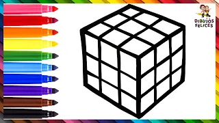Dibuja y Colorea Un Cubo De Rubik Arcoiris 🧊🟥🟧🟨🟩🟦🟪🌈 Dibujos Para Niños