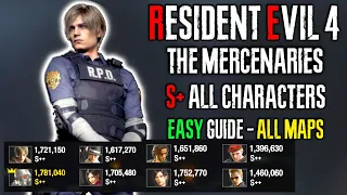 Resident Evil 4 Remake Mercenaries S+ All Characters & ALL MAPS (RPD Costume Guide)
