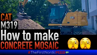 Cat M319 making Concrete Mosaic #rototilt #tiltrotator #cat #caterpillar #excavator