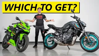 Yamaha MT07 vs. Kawasaki ZX4RR! Best Big Beginner Motorcycles?