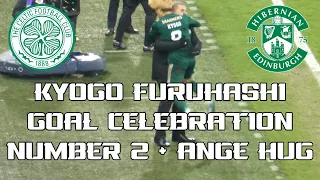 Celtic 2 - Hibs 1 - Kyogo Furuhashi - 古橋 亨梧  - Goal Celebration 2 + Ange Hug - 19 December 2021