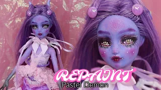 REPAINT ! Pastel Demon Tiefling OOAK Monster High Doll Custom Tutorial •JackyOhhh