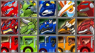 Rescue Bots Dino + Dinosaur Farm + Dino Robot Corps - Tyrannosaurus/Triceratops/Euoplocephalus/Ptera