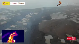 18/10/21 Vuelo térmico de control sobre la colada. Erupción La Palma IGME-CSIC