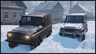 G-Glass vs UAZ! German vs Russian CARS! - SnowRunner