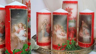 Decorative Christmas Candles DIY Ideas decoupage Art