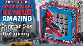 Heroclix Unboxing: Spiderman Beyond Amazing Starter Set and Play at Home Kit NEW TERRAIN IS AWESOME!