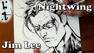 Jim Lee drawing Nightwing 3/4 Profile