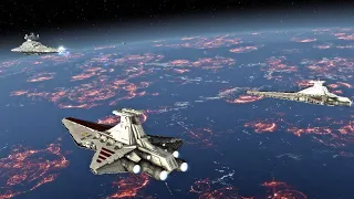 1 Imperial I-class Star Destroyer vs 2 Venators - Star Wars: Empire At War Remake NPC Battle