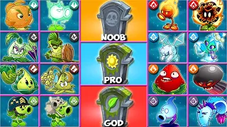 All Plants vs NOOB x PRO x GOD Team Gravestones - Which Plant Can Win? - PvZ2 Challenge