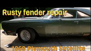 1969 Plymouth Satellite fender rust repair