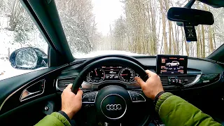 Audi A6 allroad 3.0 BiTDI (320 hp) Snow POV DRIVE Onboard (4K60FPS)