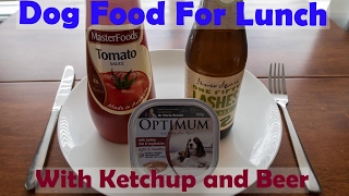 Eating Dog Food with Beer and Ketchup - Optimum  with Turkey, Rice & Veggies