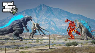 Godzilla, Skeleton Godzilla Vs Ultima Godzilla, Female Muto Kaiju ( GTA V Mods )