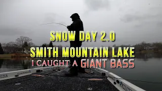Snow Day 2.0 on Smith Mountain Lake. I caught a giant bass!!!!