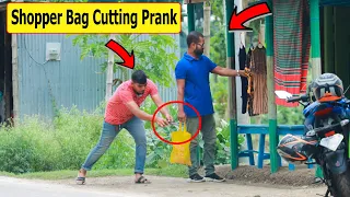 Viral Shopper Bag Cutting Prank !! Funny Reaction Of Public...