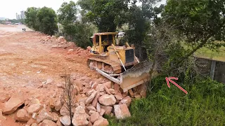 Ep107| Let's See Best Technically Komatsu Dozers Pushing Stone And Mini Trees Crushing To Filling Up