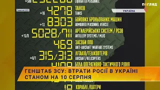 ☠️💣Генштаб ЗСУ: втрати росії в Україні станом на 10 серпня