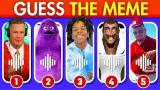 GUESS MEME SONG ! 🎵🎙️🔥 | Skibidi Toilet, MrBeast, Grimace, Wednesday, John Cena, Smurf Cat, Ronaldo