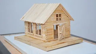 Ahşap Çubuklardan Dağ Evi Yapımı - Mini Log Cabin - Construction de Mini Chalet