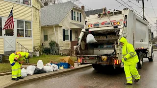 Willimantic Waste Heil Garbage Truck Packing PAYT Bag Piles