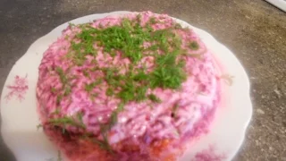 Салат 🥗 "Шуба" без селедки с маринованным луком Салат в пост