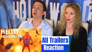 Hello Neighbor 1 All Trailers Reaction