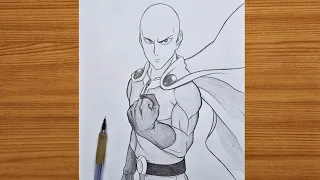 How to draw Saitama from One-Punch Man | Saitama full body step_by_step | Easy anime tutorial ideas