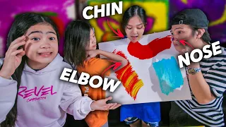 PAINTING With Different Body Parts Challenge! ft Siblings! | Ranz and niana