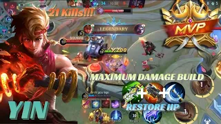 21 Kills!!! Yin Combo And Best Build | Top 1 Global Yin | Mlbb